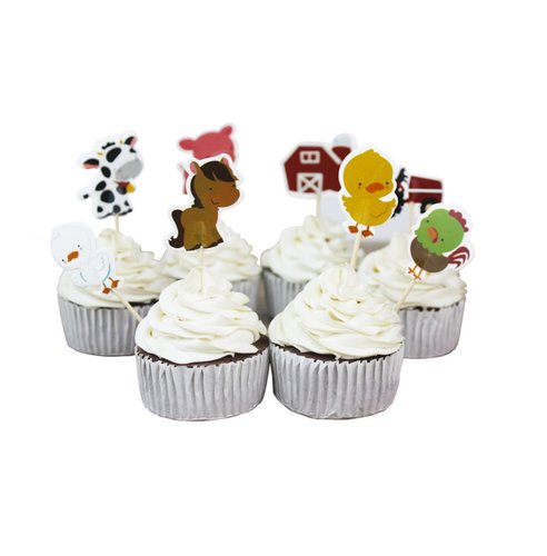 Cupcake Toppers Boerderij – 8 stuks