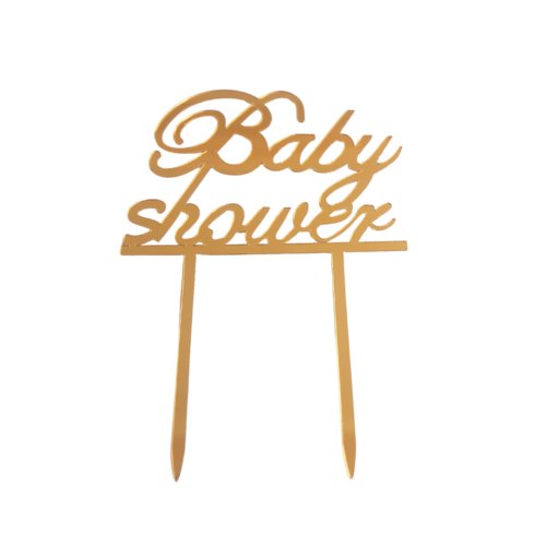 T-0606-Taart Decoratie - Babyshower - Taarttopper - Geboorte - Goud - Acryl