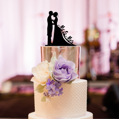 Taarttopper Mr & Mrs Romantisch – Zwart Acryl