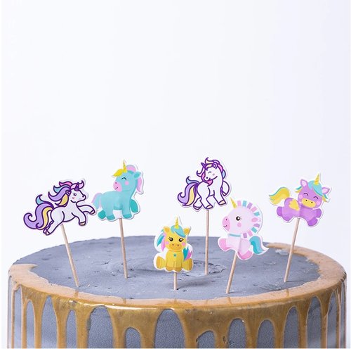 Unicorn Cupcake Toppers – 12 stuks