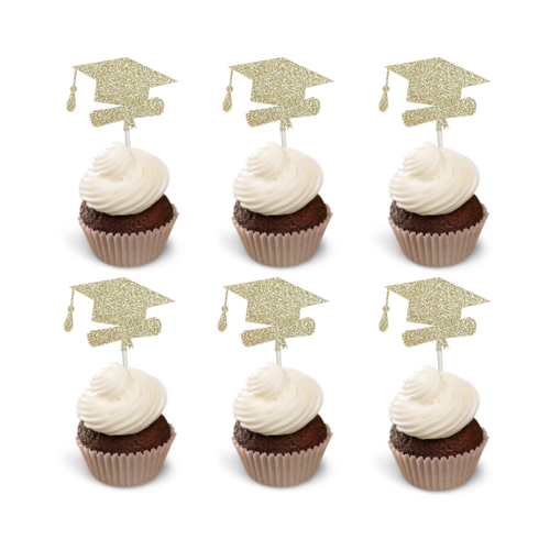 Cupcake Toppers Geslaagd – Goud, 6 stuks