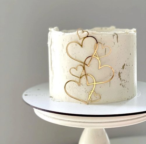 Taarttopper Hartjes – Goud Acryl