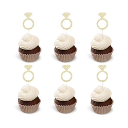 Cupcake Toppers Verloving Ring – 6 stuks