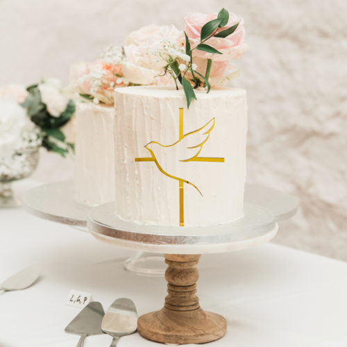 T-0687-Taart Decoratie Kruis Taarttopper Doop Communie Goud Acryl
