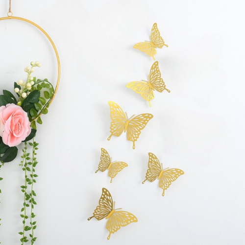 Taartdecoratie Vlinders – Goud Metallic, 6 stuks
