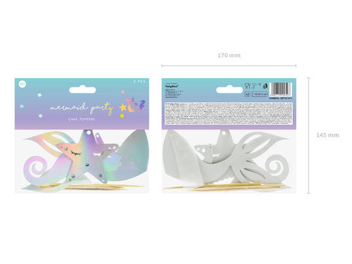 T-0699-PartyDeco Zeemeermin Taarttopper Set Iriserend