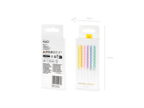 Taartkaarsjes Twist Pastel – 6 stuks