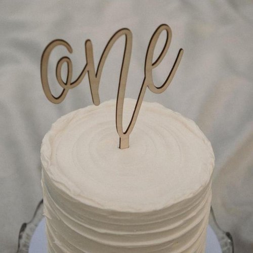 T-0702-Taart Decoratie One Taarttopper Verjaardag Hout