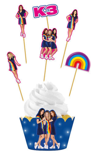 T-0711-Cupcake Decoratie Set K3 Wrappers Prikkers