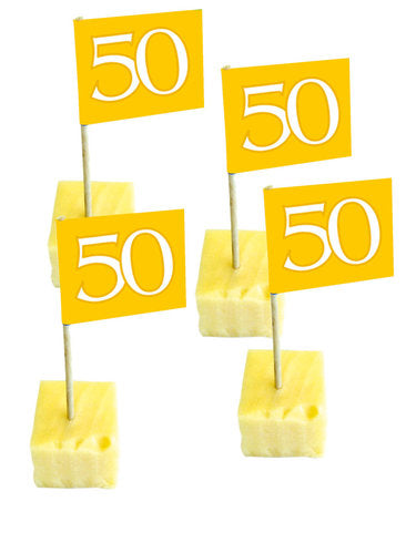 Cupcake Vlaggetjes 50 Jaar – Goud, 50 stuks