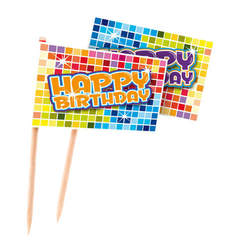 Cupcake Vlaggetjes Happy Birthday – 24 stuks