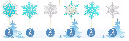 Taarttoppers Sneeuwvlokken – Zilver Acryl – foto 2