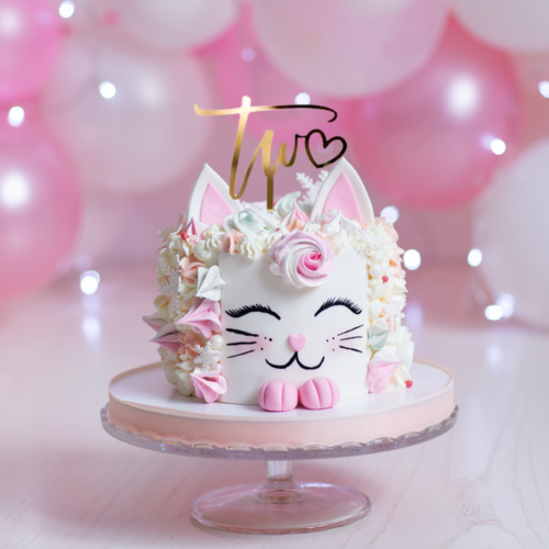 T-0727-Taart Decoratie Two Taarttopper Hartje Verjaardag Goud Acryl