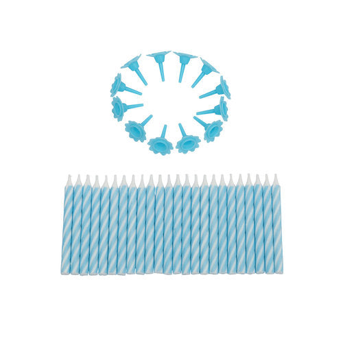 T-0729-Taartkaarsjes Blauw Wit 24 stuks