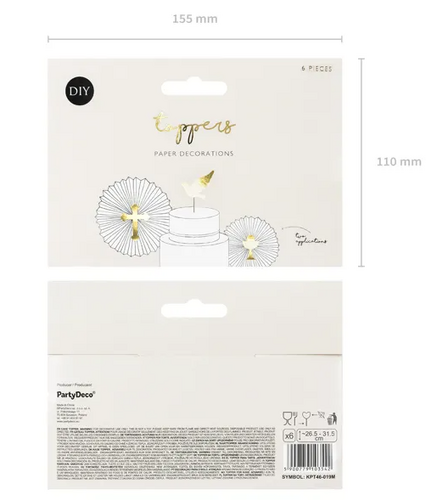 PartyDeco Taart Decoratie Doop / Communie - 6 stuks - T-0735