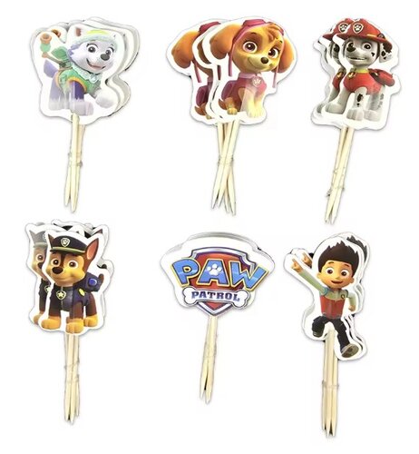 Cupcake Decoratie Paw Patrol Taarttopper 24 stuks - T-0737