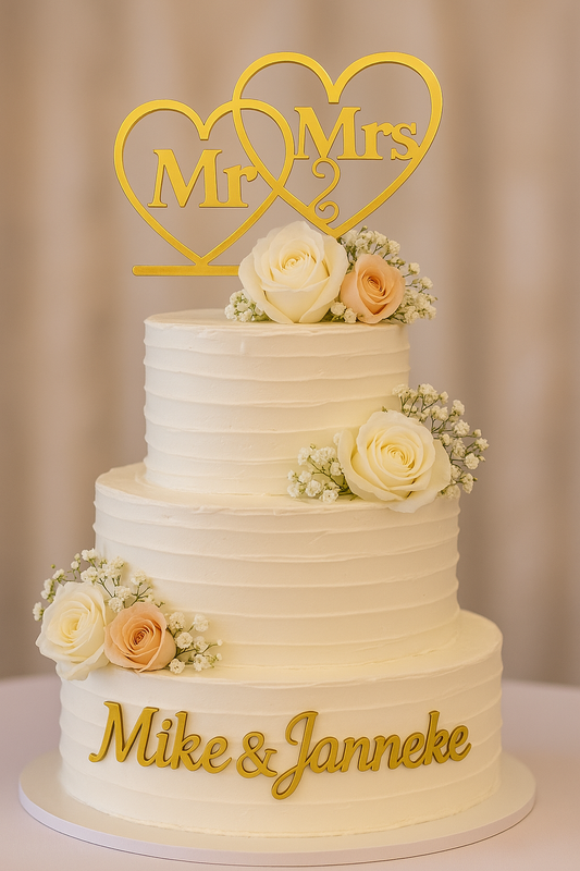 Taarttopper Mr & Mrs Harten – Goud